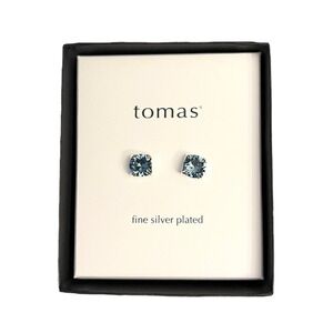 Tomas fine silver plated blue rhinestone stud earrings Nordstrom NWT